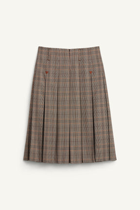 CHECK BOX PLEAT SKIRT