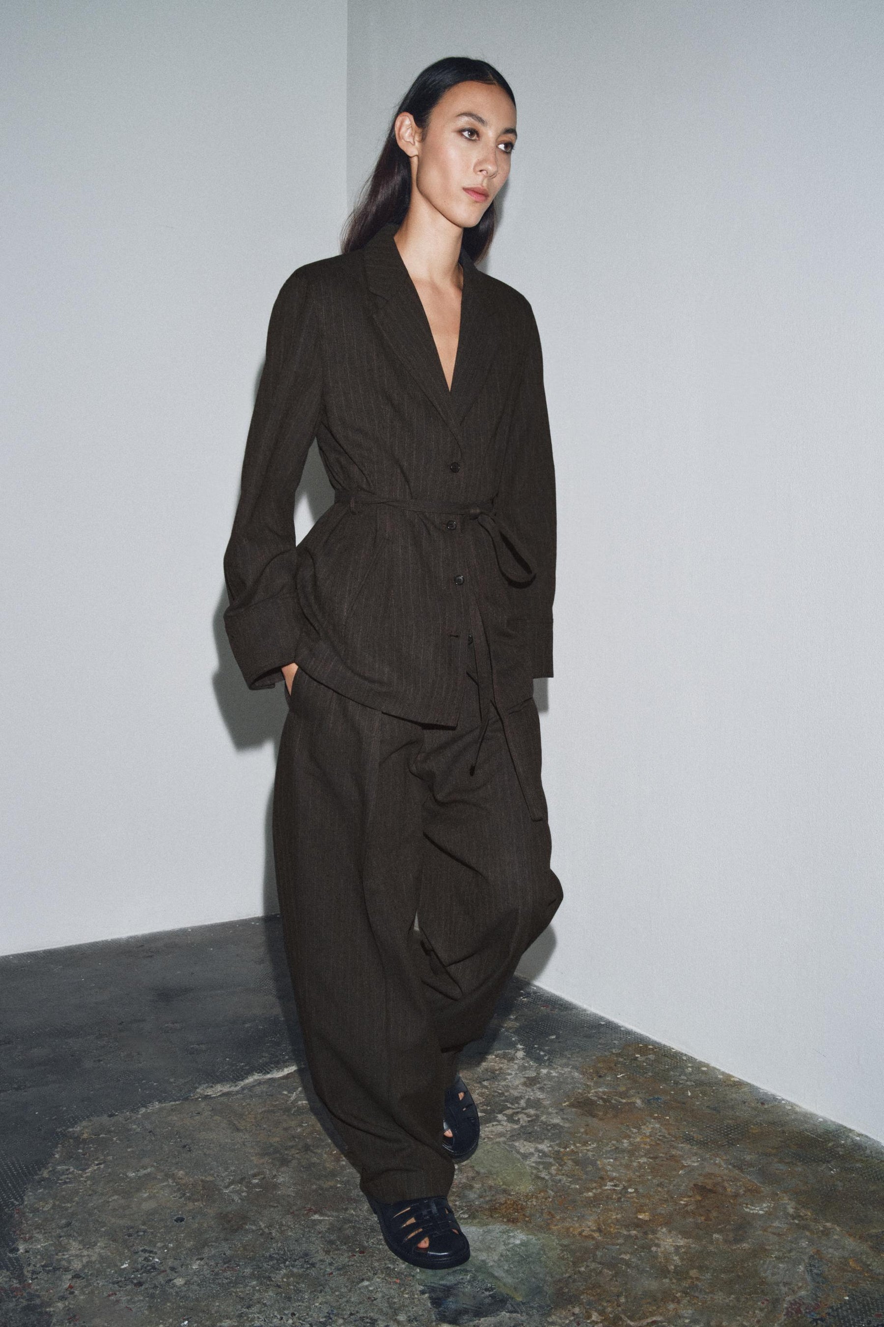 Herringbone Darted Trousers