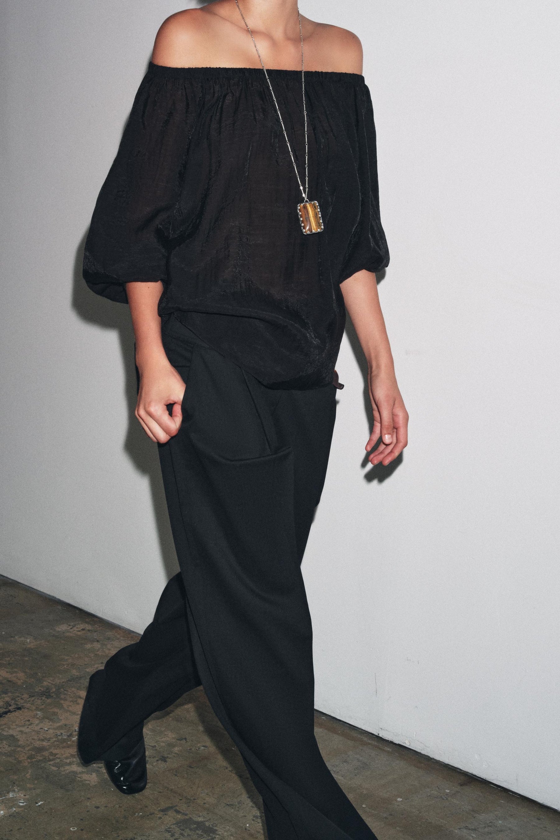 Off-the-shoulder knit top