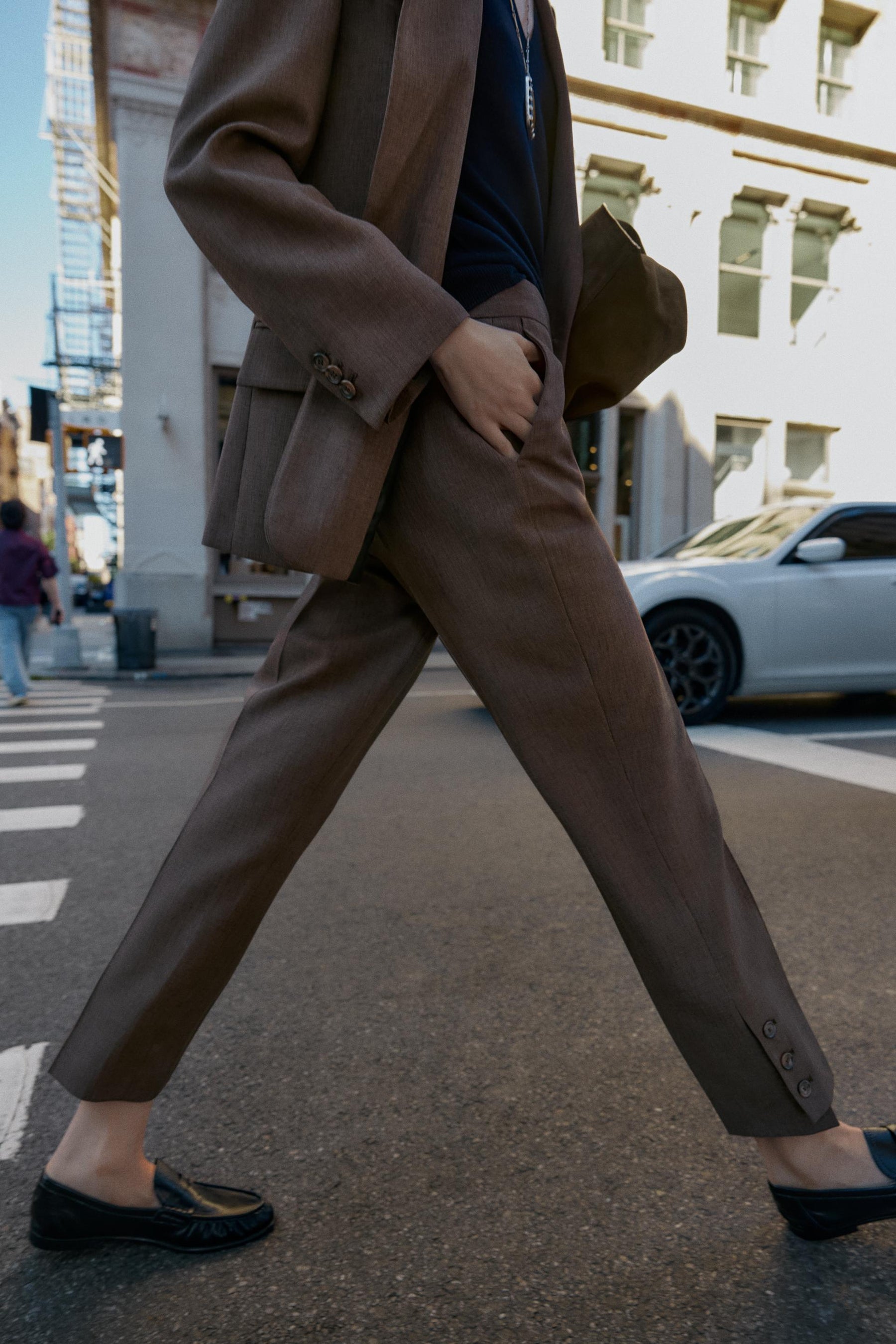 Buttoned Hem Trousers