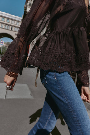 EMBROIDERED TULLE BLOUSE