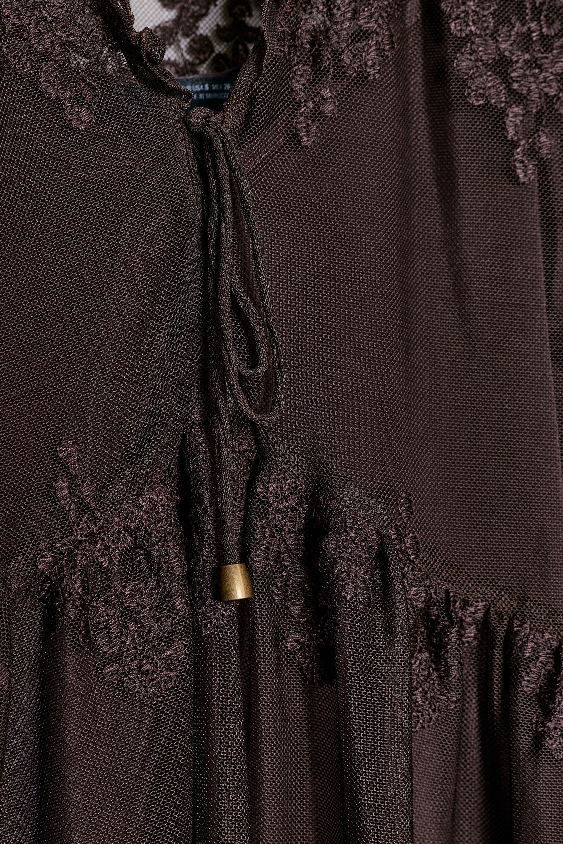 EMBROIDERED TULLE BLOUSE