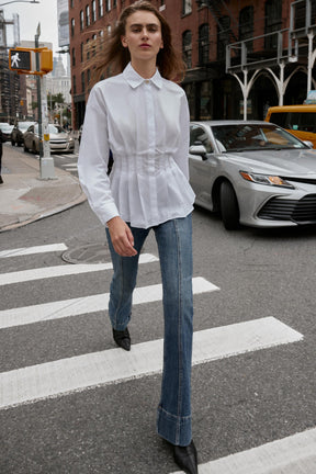 Pleated Poplin Shirt