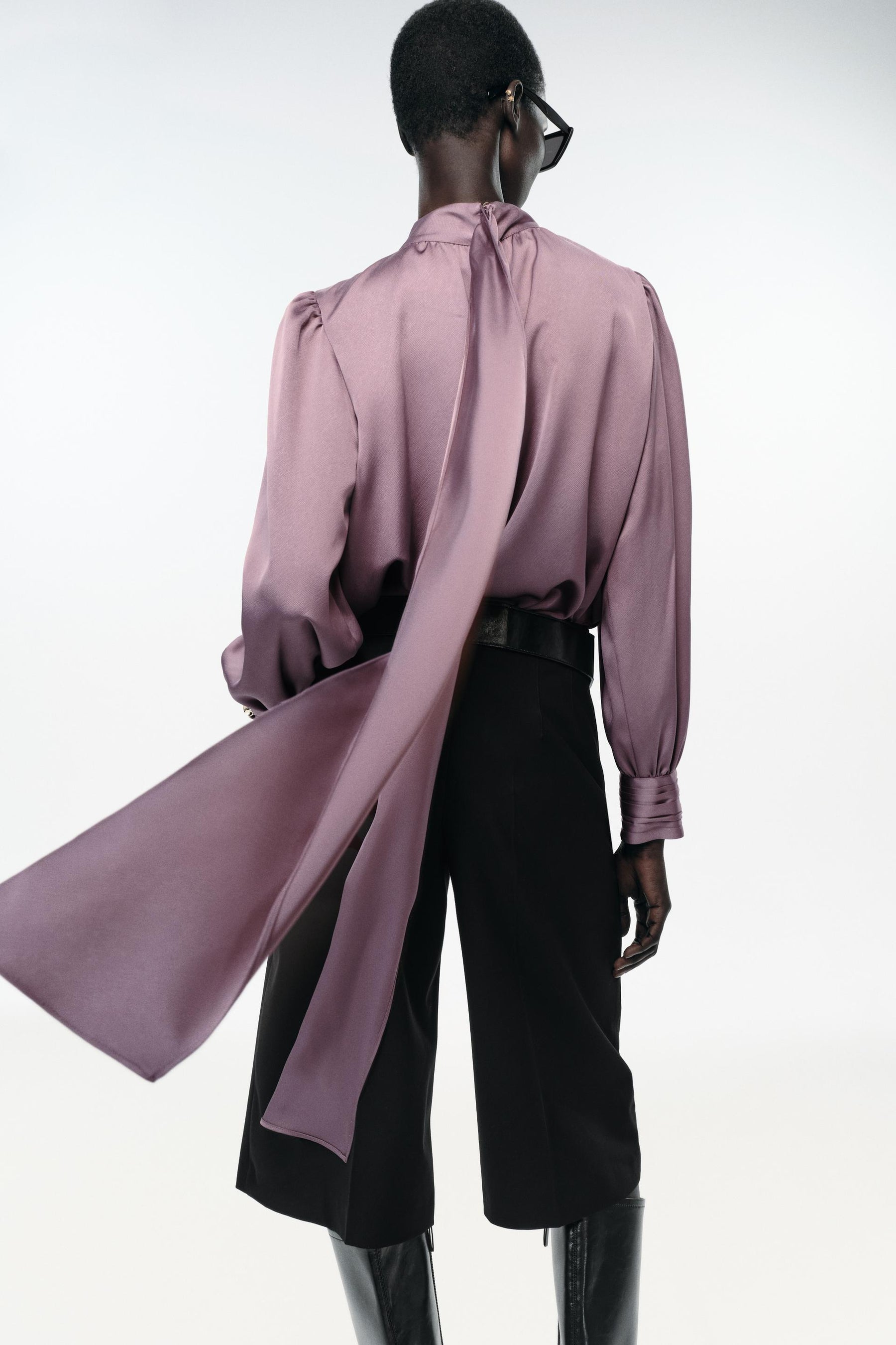 Satin Bow-Accent Shirt