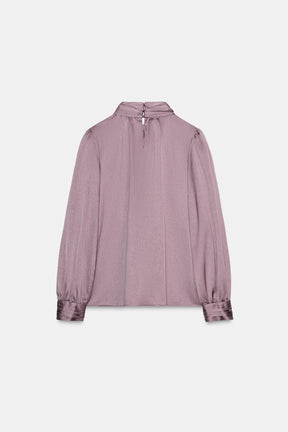 Satin Bow-Accent Shirt