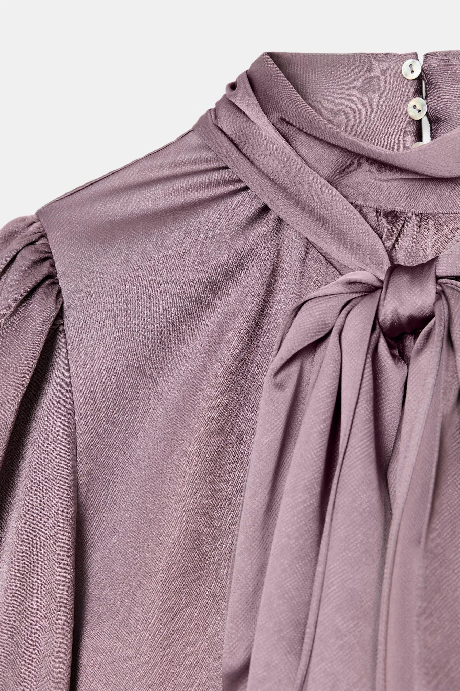 Satin Bow-Accent Shirt