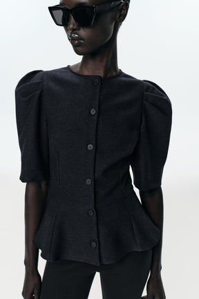 Peplum Puff Sleeve Top