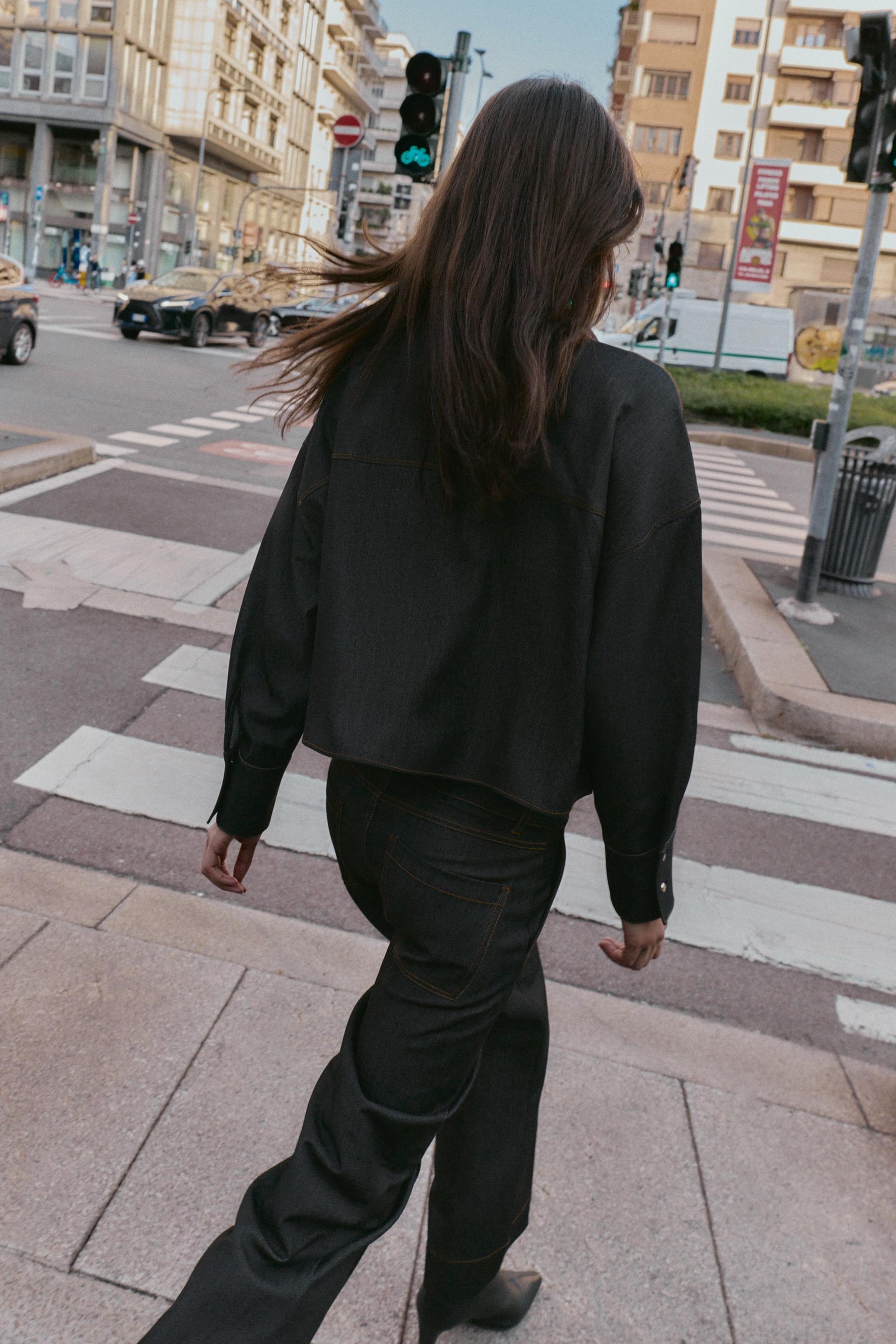 Oversized Shirt Contrast Stitching