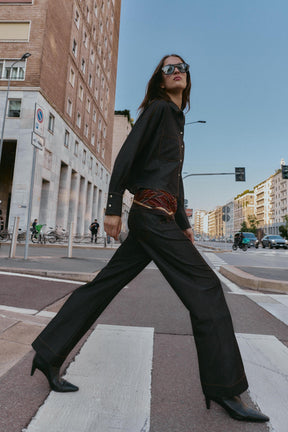 CONTRAST SEAM TROUSERS