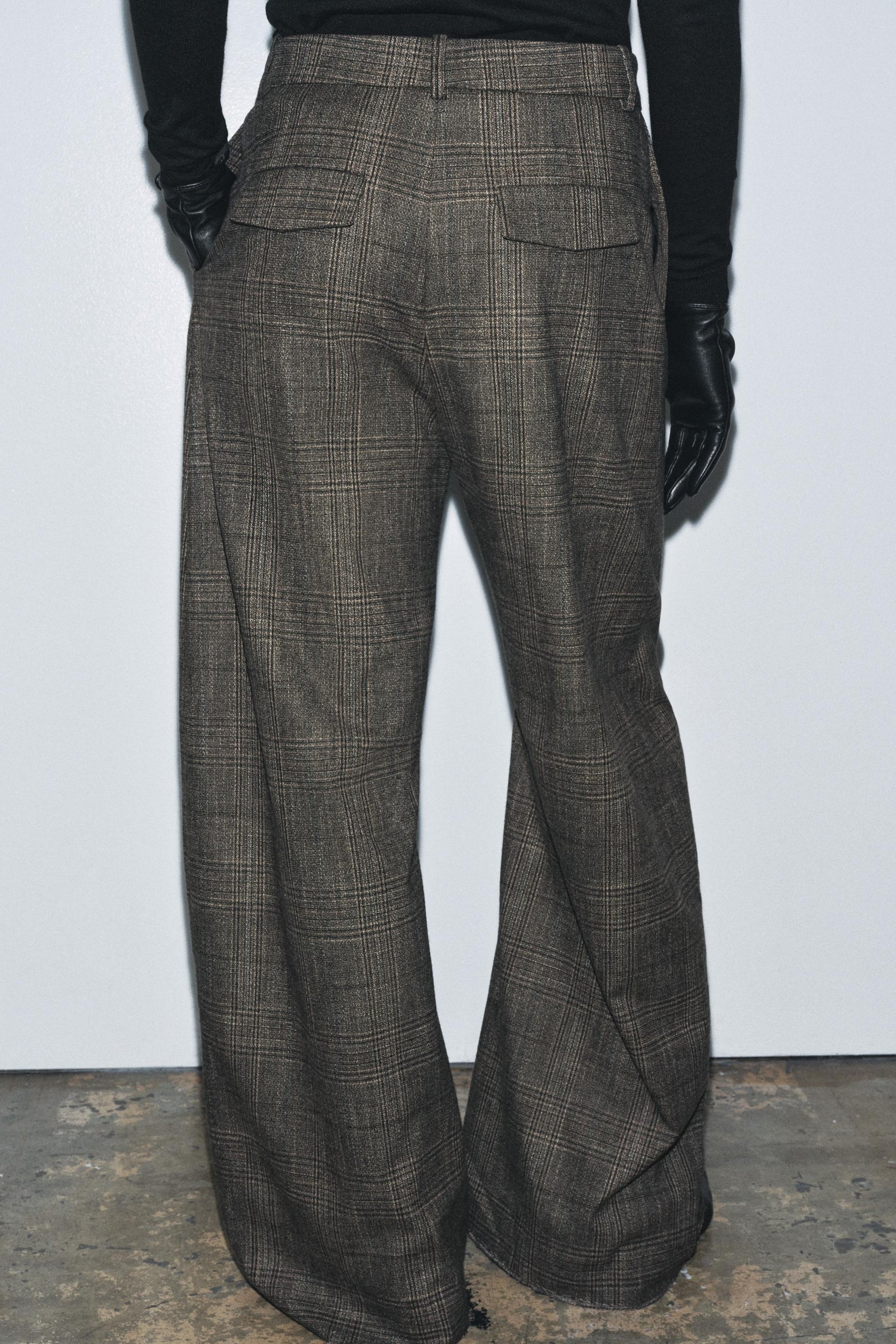 Checked Wool Balloon Trousers