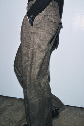 Checked Wool Balloon Trousers