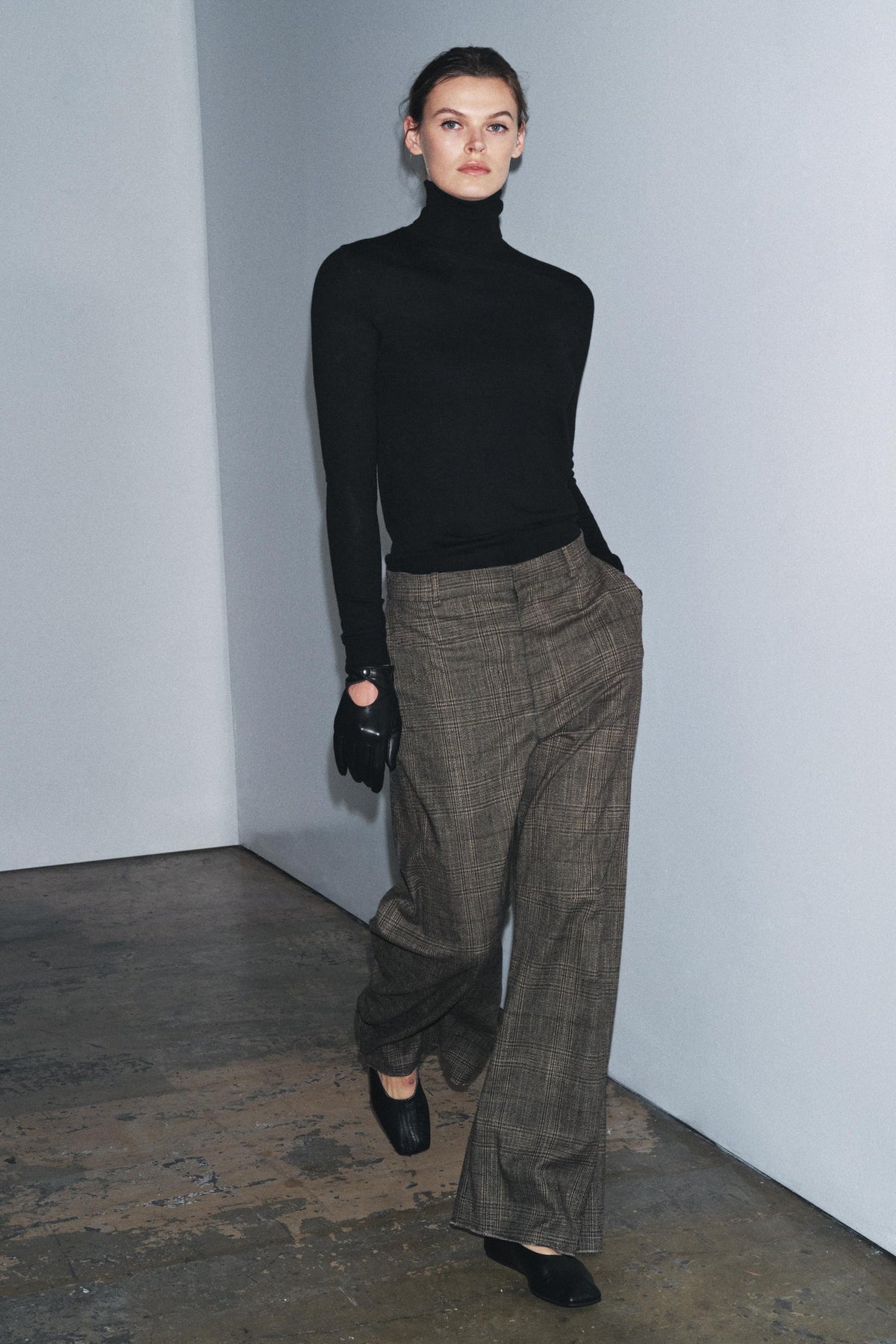 Checked Wool Balloon Trousers