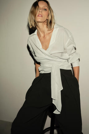 Pleated Wide-Leg Trousers