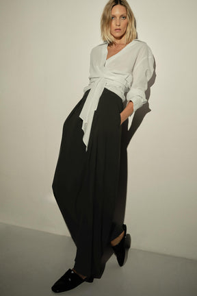 Pleated Wide-Leg Trousers