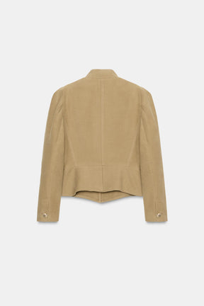 Faux Suede Puff Sleeve