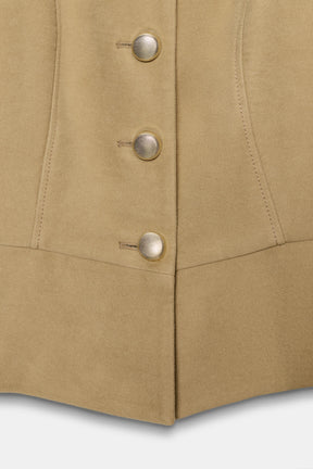 Faux Suede Puff Sleeve