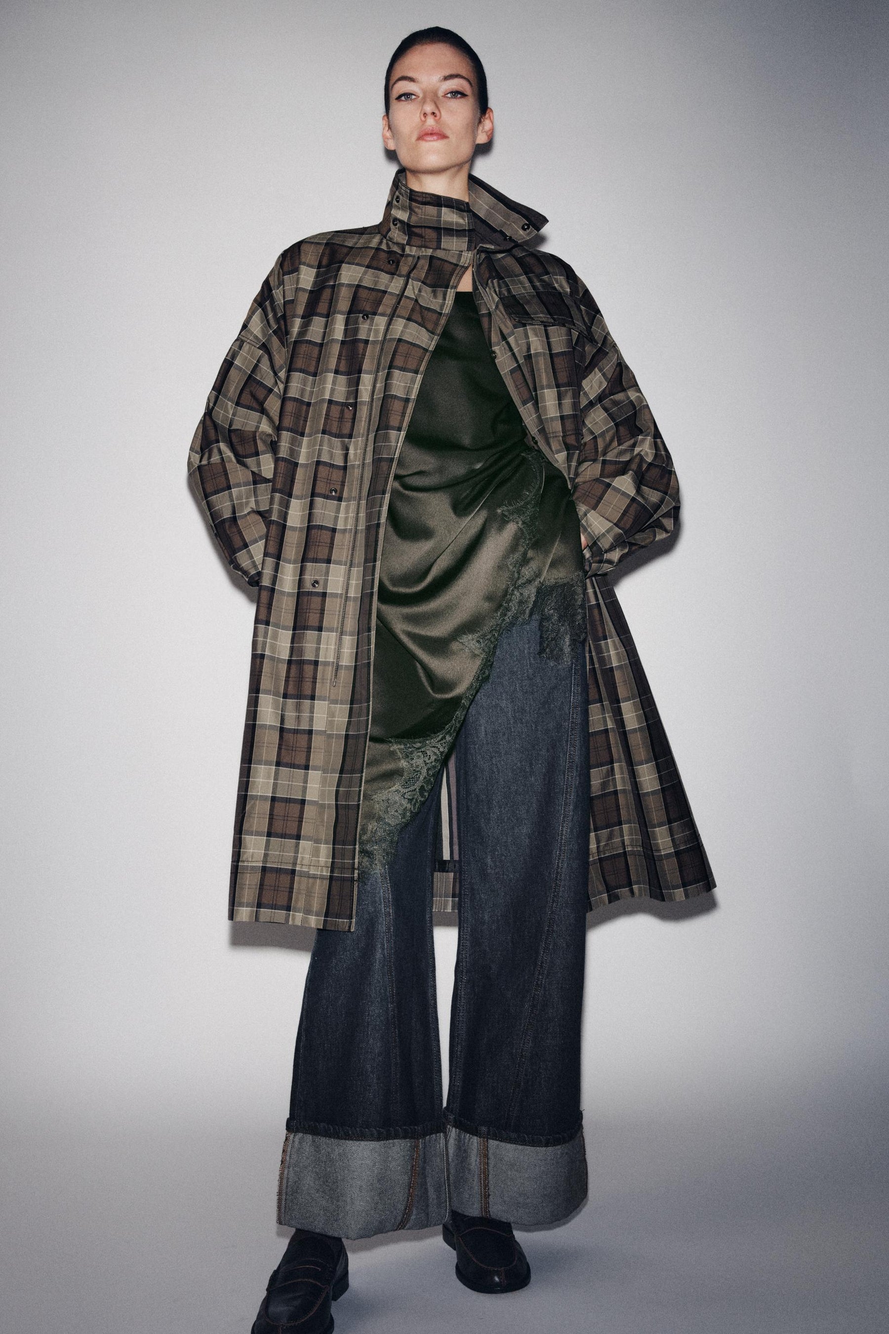 ZW COLLECTION LIMITED EDITION CHECKED TRENCH COAT - Image 5