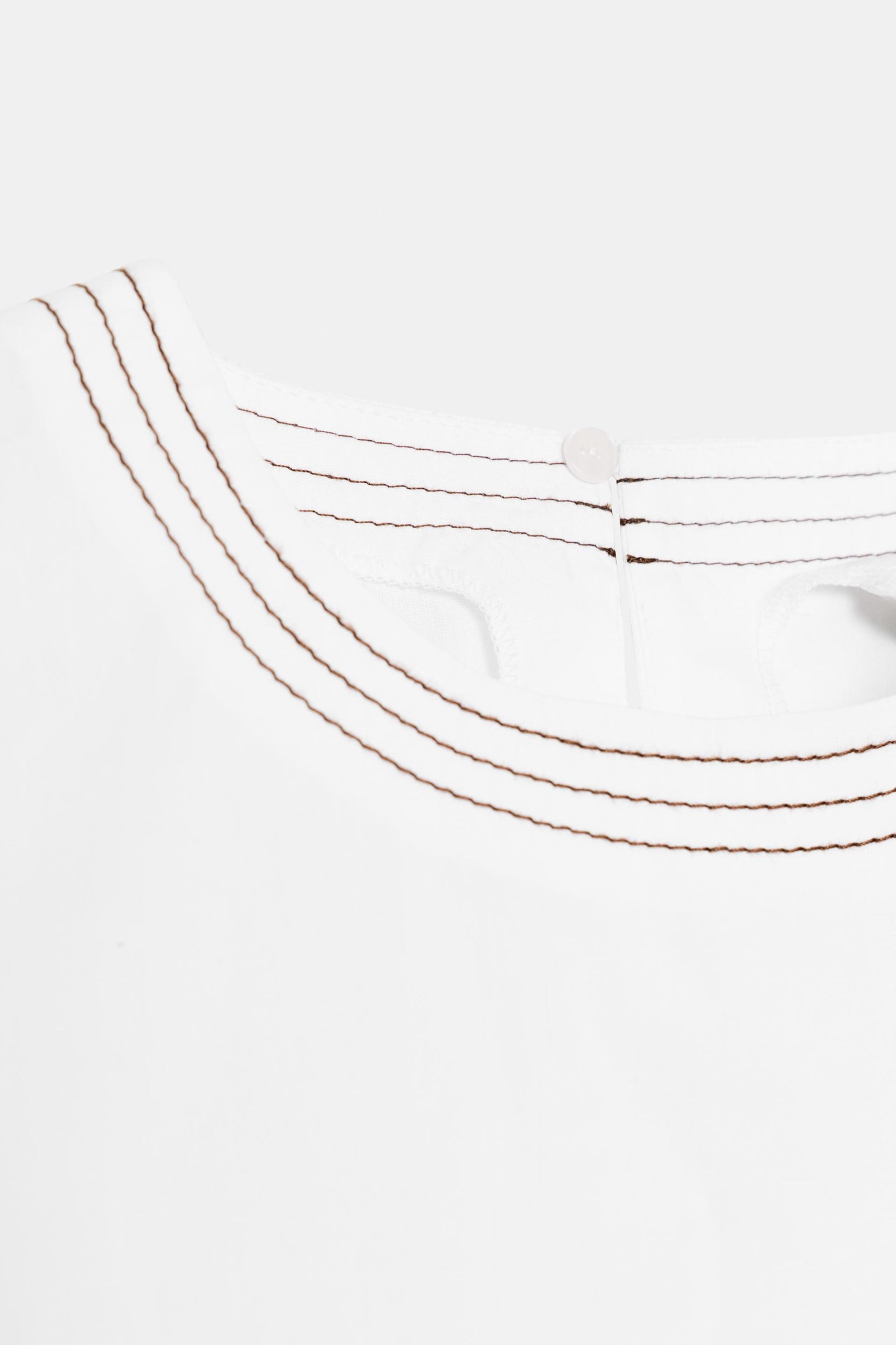 Topstitched Balloon Sleeve Shirt