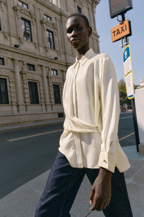 Satin Shirt with Crossover