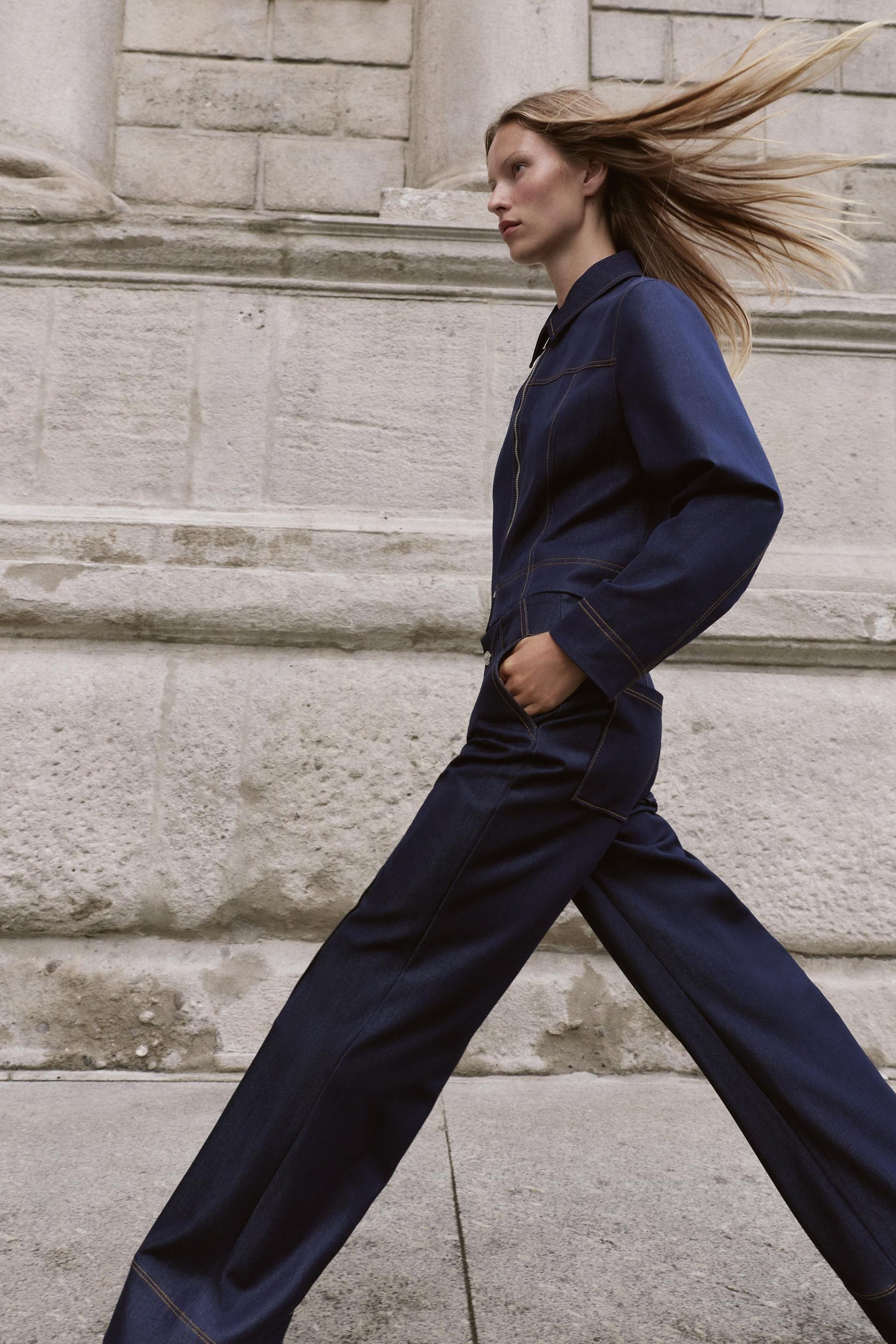 Bootcut Contrast Topstitching Trousers