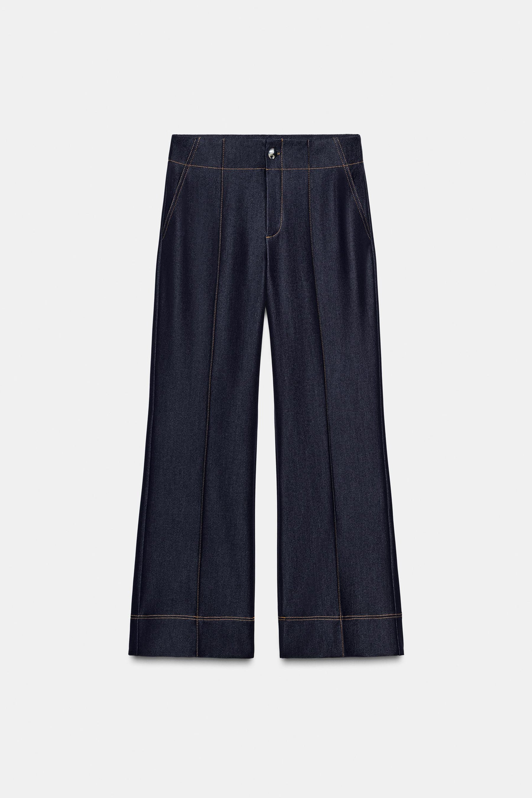 Bootcut Contrast Topstitching Trousers