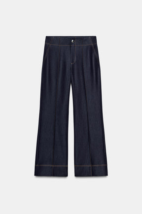 Bootcut Contrast Topstitching Trousers