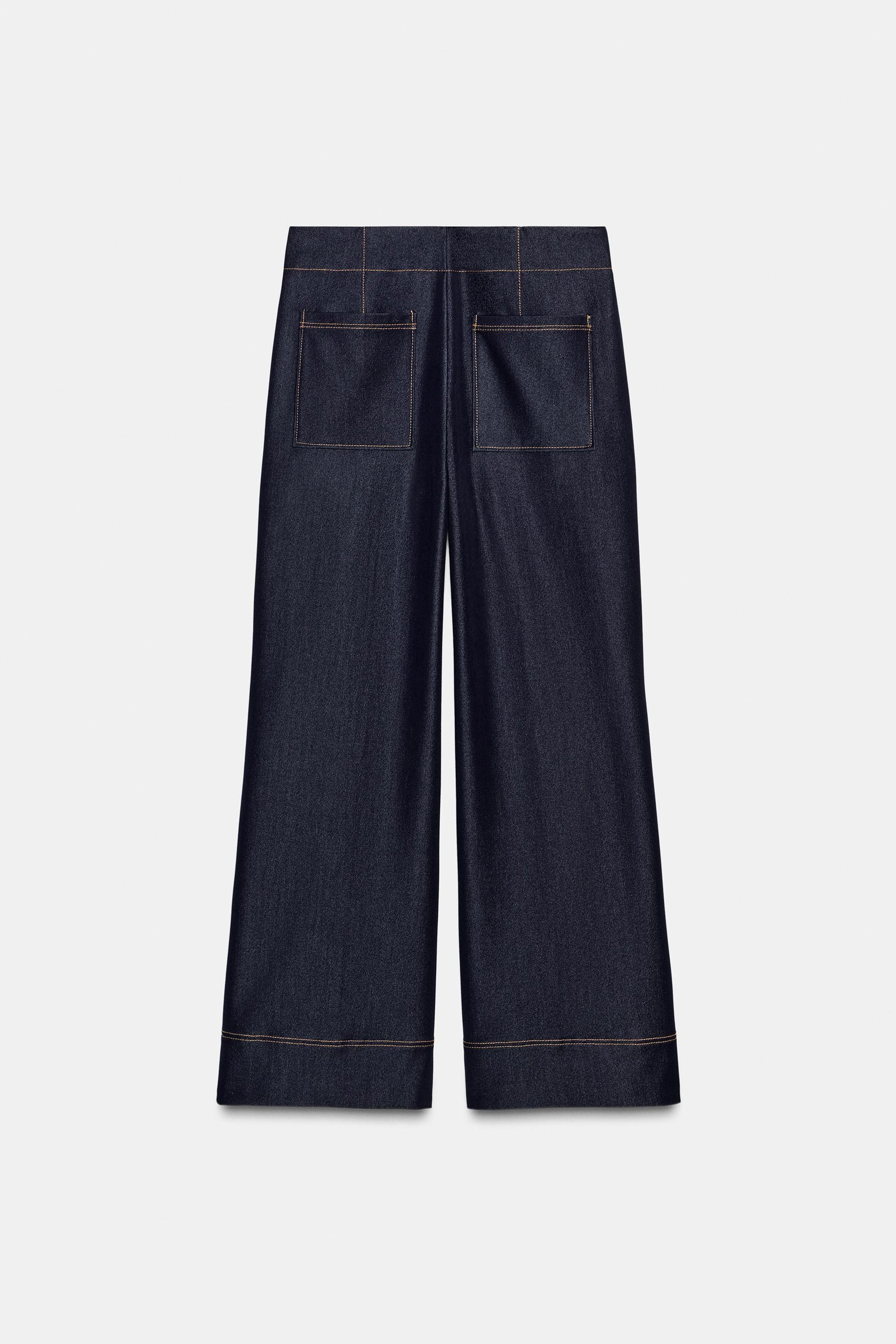 Bootcut Contrast Topstitching Trousers