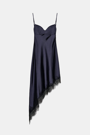 ASYMMETRIC SATIN LACE DRESS - Image 6