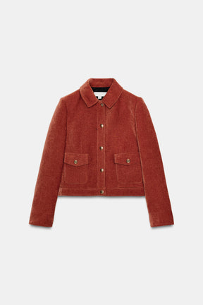 Velvet Shoulder-Pad Jacket