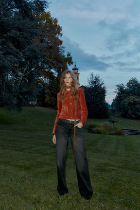 Velvet Shoulder-Pad Jacket