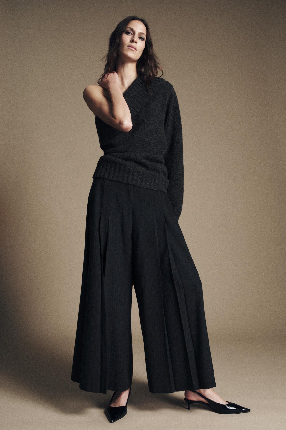 Striped Wide-Leg Trousers