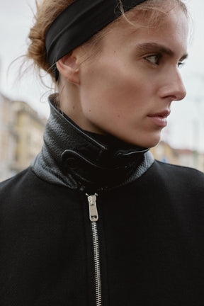 BALLOON BOMBER JACKET WITH CONTRAST WOOL COLLAR - Image 3