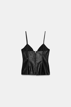 Faux Leather Bow Top