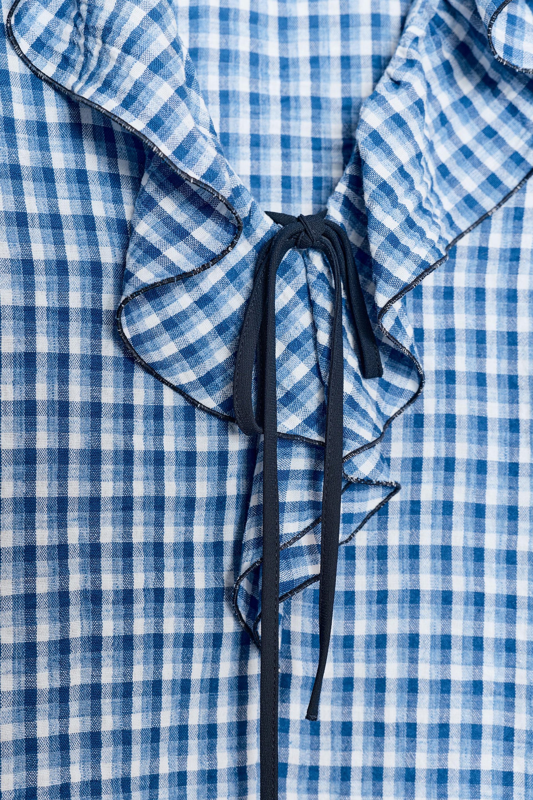 RUFFLED GINGHAM BLOUSE