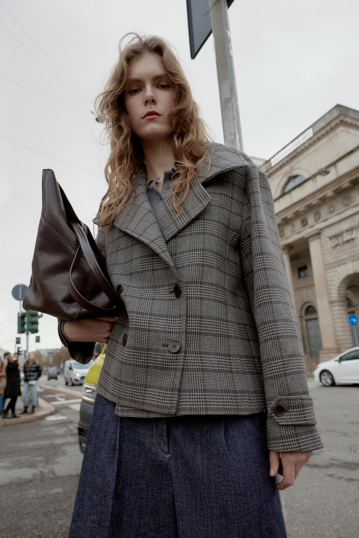 CHECKED DOUBLE-BREASTED JACKET