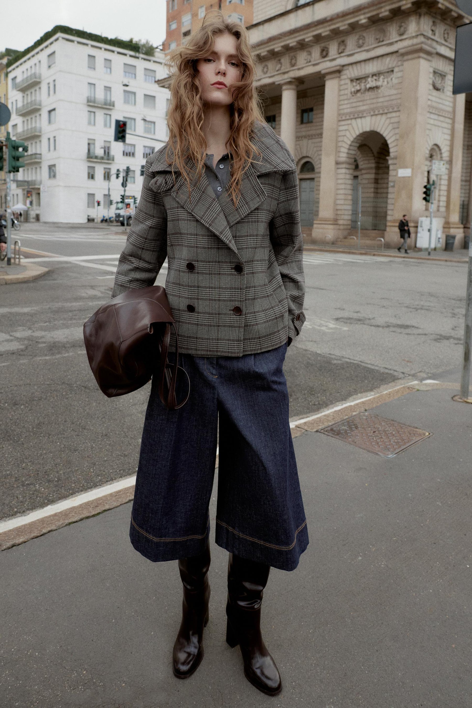 CHECKED DOUBLE-BREASTED JACKET