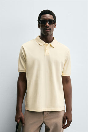 WASHED TEXTURED PIQUÉ POLO SHIRT - Image 2