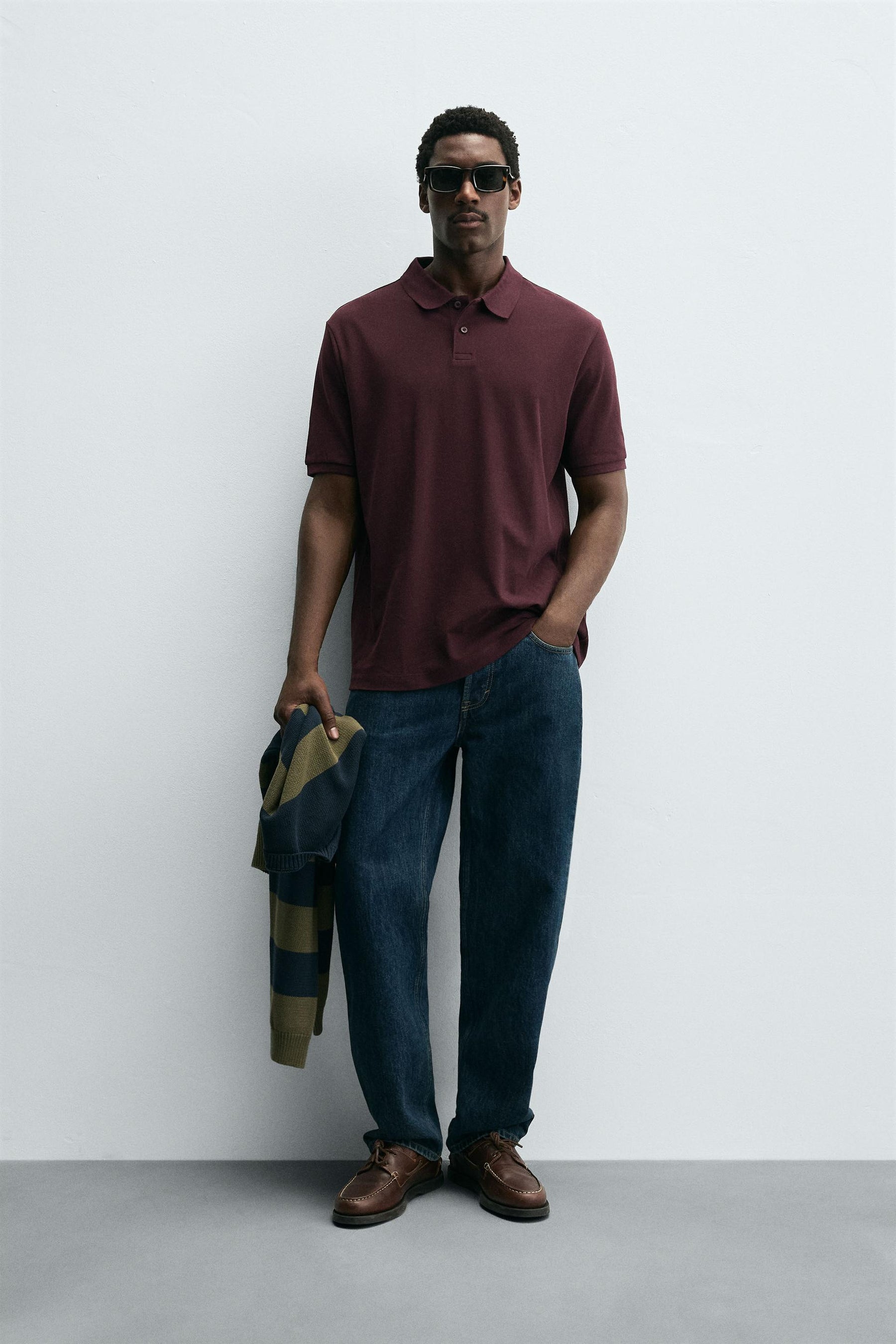 WASHED TEXTURED PIQUÉ POLO SHIRT - Image 1