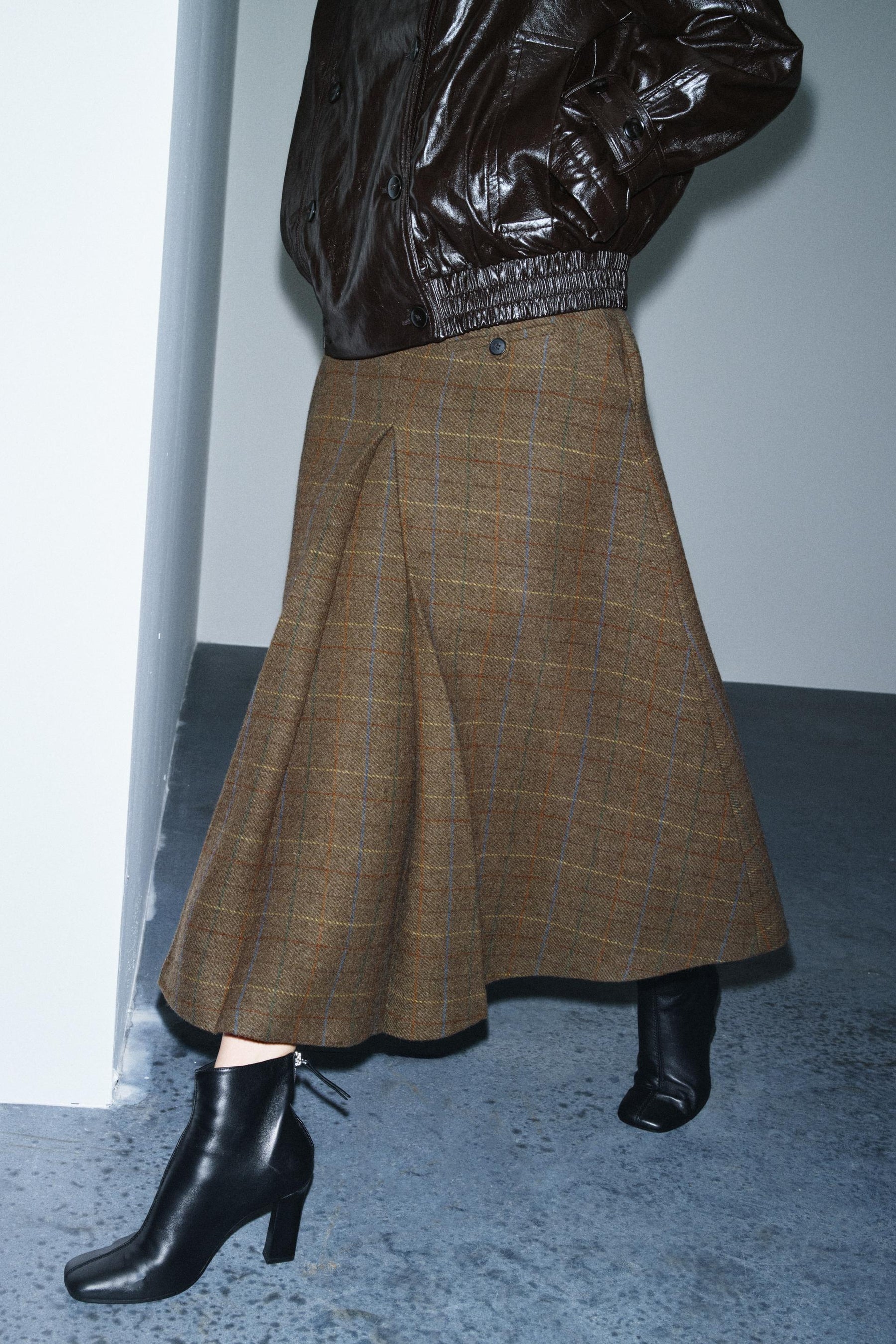 Wool Check Skirt