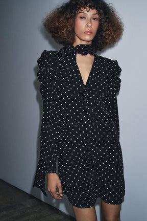 ZW COLLECTION POLKA DOT DRESS WITH SCARF DETAIL - Image 2