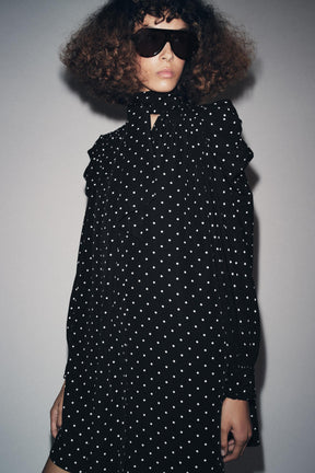 ZW COLLECTION POLKA DOT DRESS WITH SCARF DETAIL - Image 4