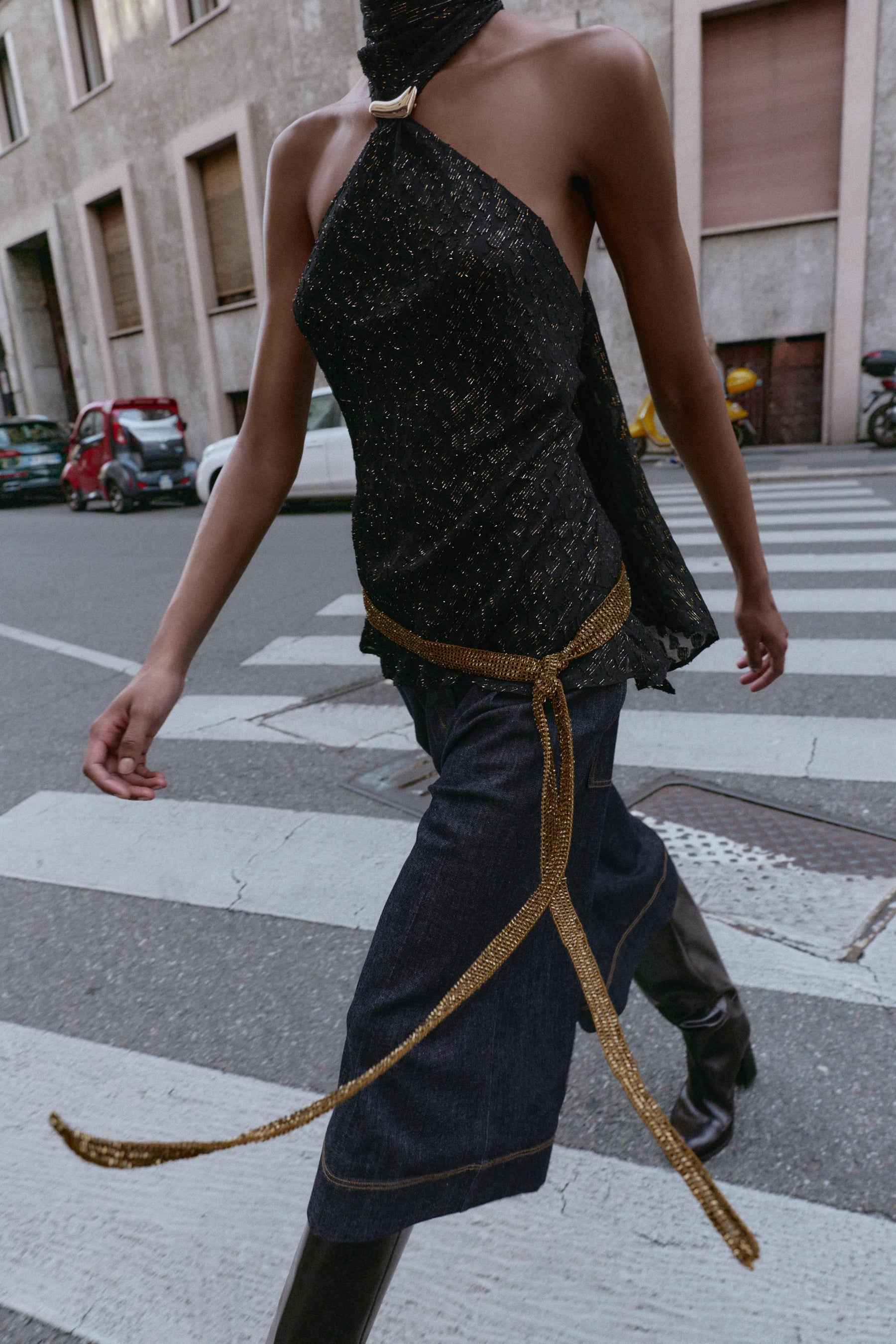 Metallic Thread Halter Top