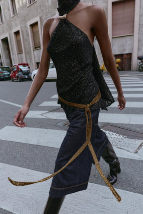 Metallic Thread Halter Top