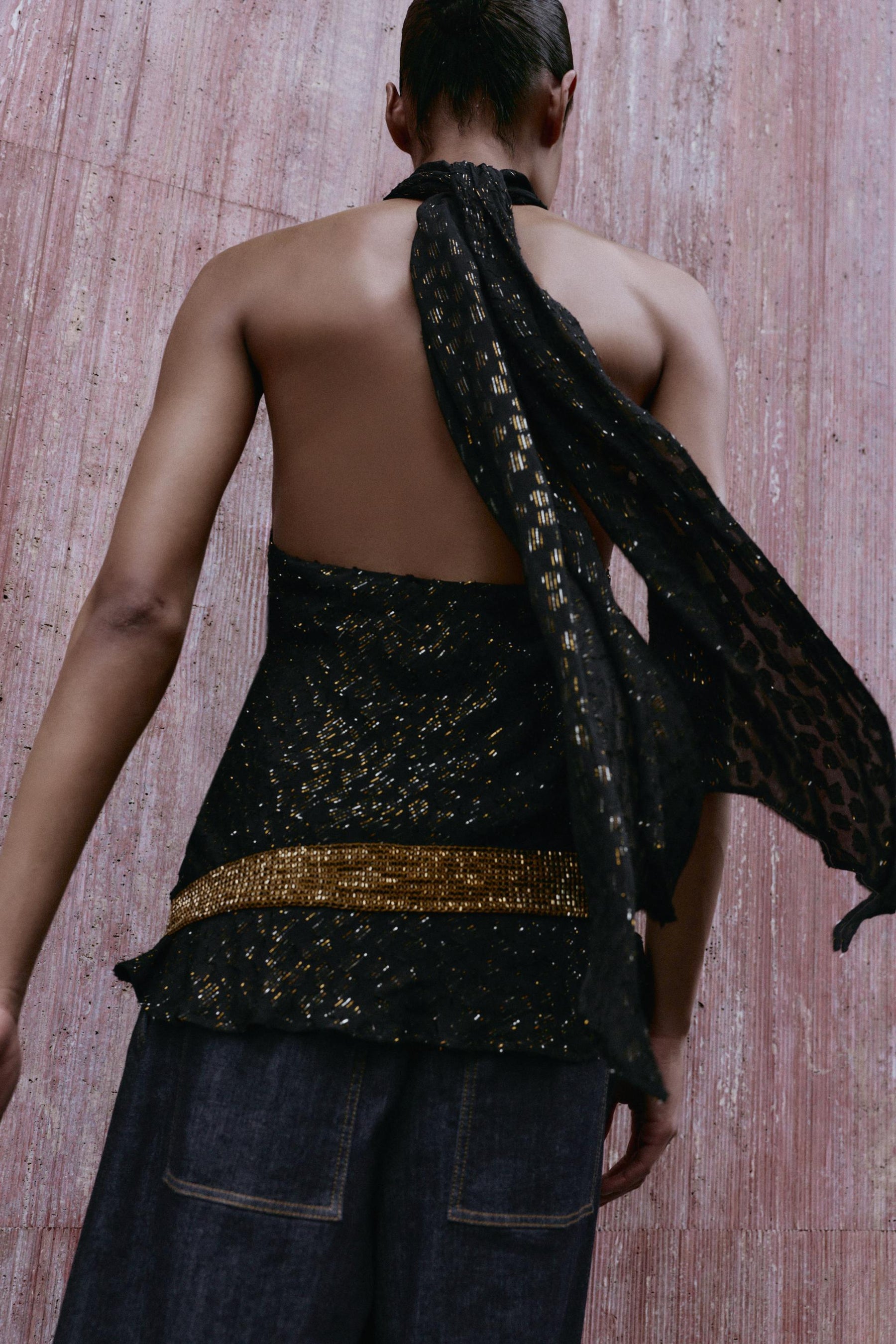 Metallic Thread Halter Top