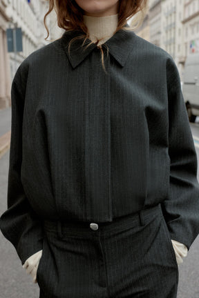 SHORT PINSTRIPE BALLOON BOMBER JACKET - Image 5