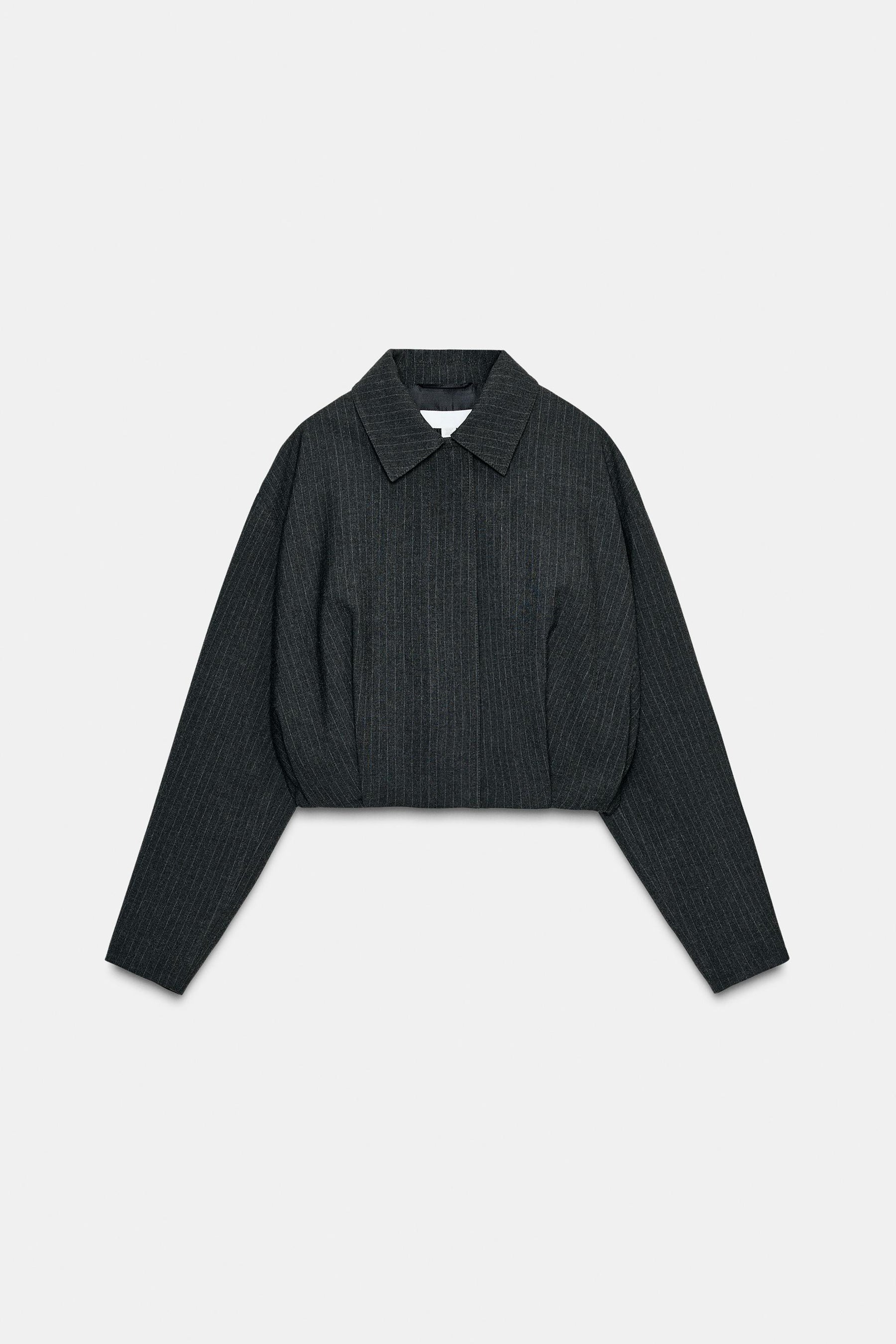 PINSTRIPE BALLOON BOMBER JACKET