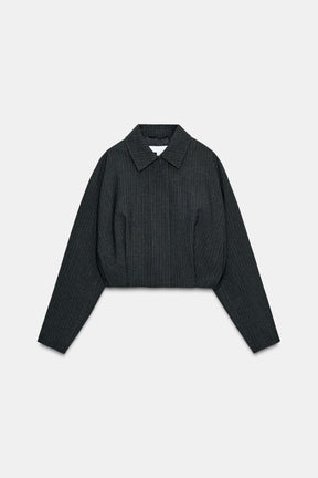 PINSTRIPE BALLOON BOMBER JACKET