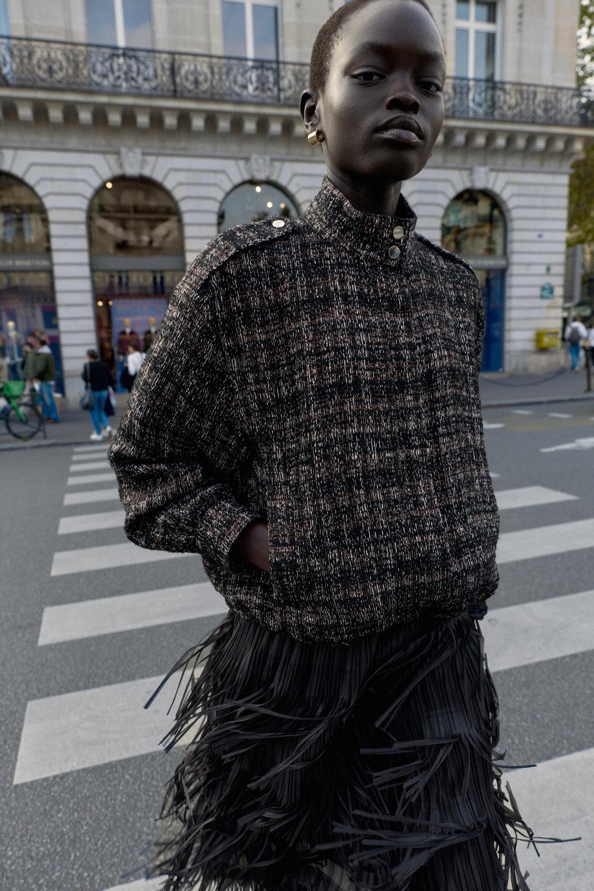 METALLIC THREAD TEXTURED BOMBER JACKET - Image 2