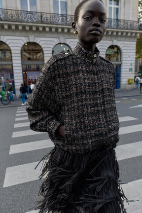 METALLIC THREAD TEXTURED BOMBER JACKET - Image 2