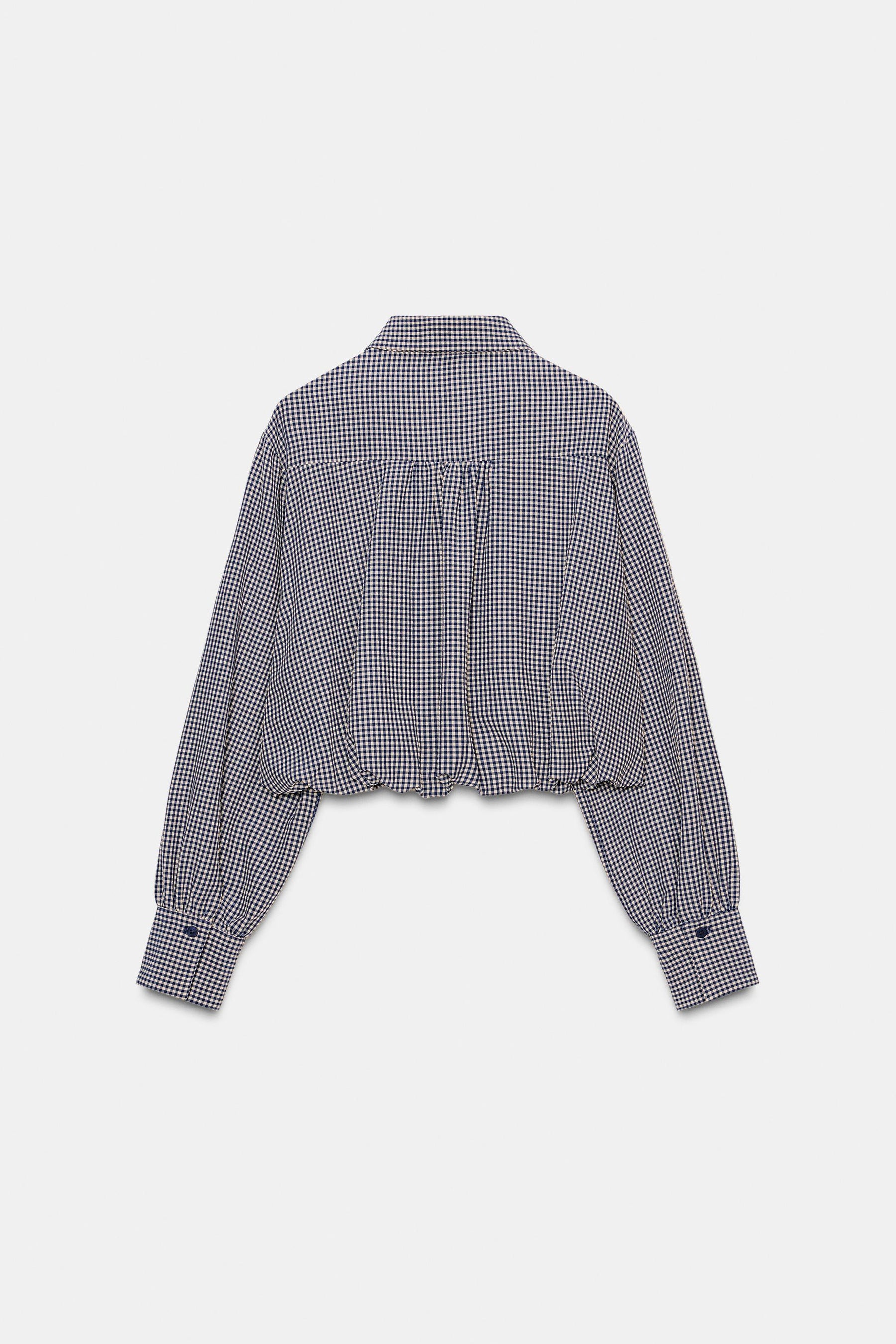 Gingham Balloon Sleeve Shirt
